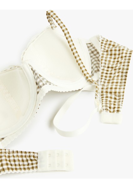 Rahat Kalıp Desteksiz Balenli Dantel Detaylı Kareli Sütyen modelleri