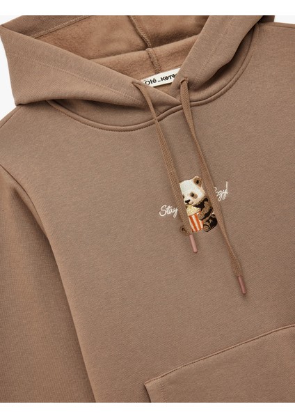 Ayıcık Nakışlı Kanguru Cepli Kapüşonlu Sweatshirt modelleri
