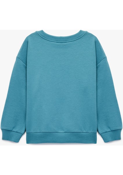 Pamuklu Uzun Kollu Bisiklet Yaka Köpek Baskılı Sweatshirt fiyatları