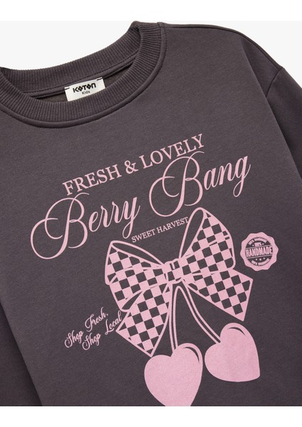 Uzun Kollu Bisiklet Yaka Baskılı Pamuklu Sweatshirt modelleri