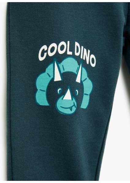 Pamuklu Dinozor Baskılı Beli Bağcıklı Şardonlu Jogger Eşofman Altı fırsatları