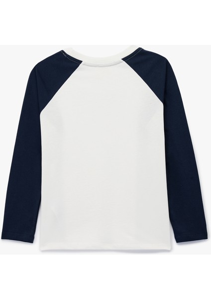 Pamuklu Bisiklet Yaka Baskılı Uzun Kollu Tişört fiyatları