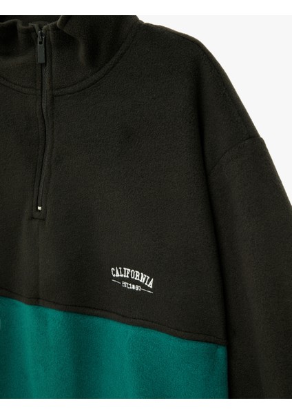 Dik Yaka Uzun Kollu Renk Bloklu Polar Sweatshirt modelleri