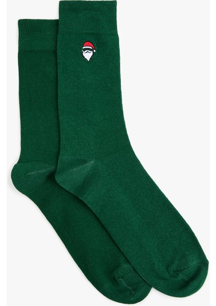 Pamuklu Noel Baba Baskılı Soket Çorap