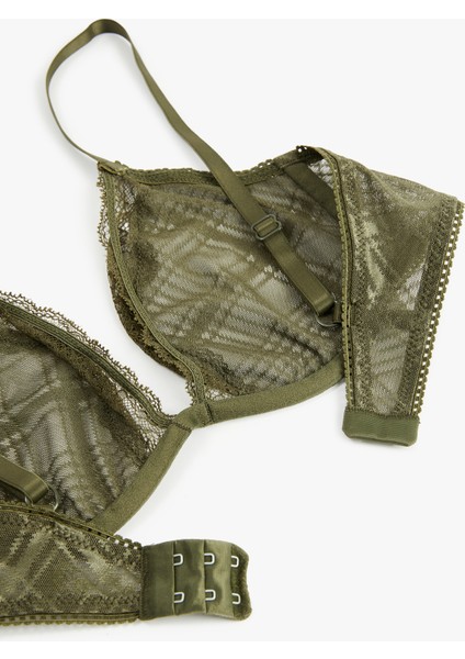 Dantel Detaylı Rahat Kalıp Ekose Desenli Dolgusuz Balenli Sütyen modelleri