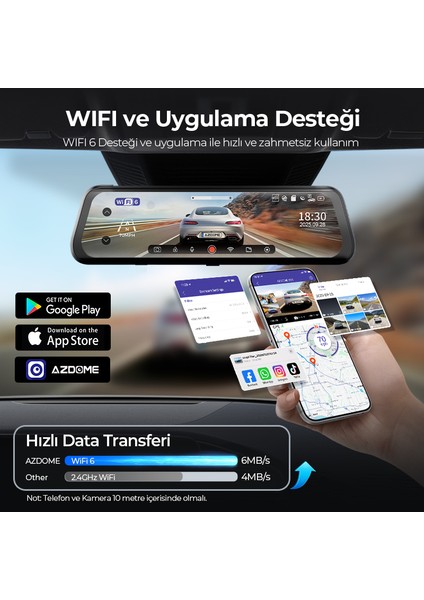 AR09 4K 2 Kanallı 9.6" Ekran Tam Ayna Dokunmatik Araç Kamerası modelleri