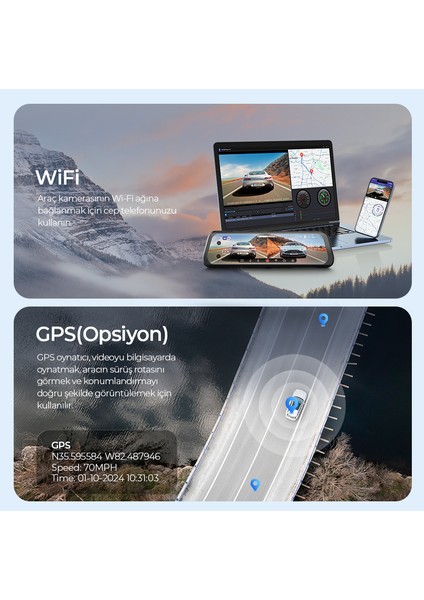 AR09 4K 2 Kanallı 9.6" Ekran Tam Ayna Dokunmatik Araç Kamerası