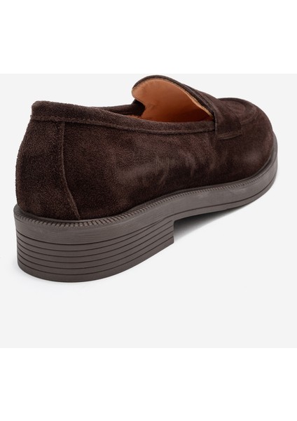 Pline Kahverengi Süet Hakiki Deri Kadın Loafer Ayakkabı indirimleri