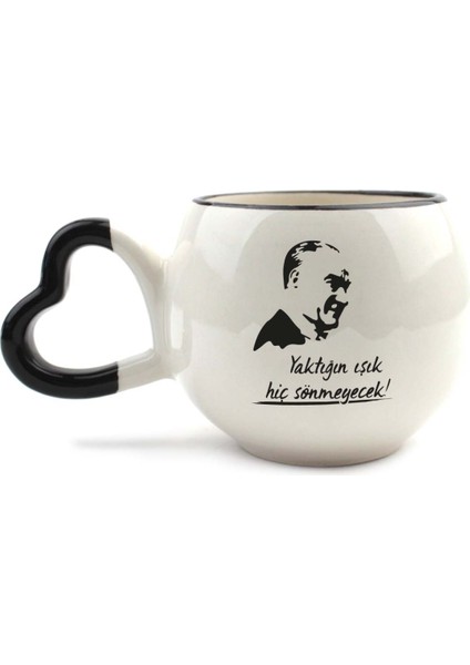Yaktığın Işık Hiç Sönmeyecek! El Yapımı Krem Parlak Amour Kupa - El Işçiliği Hediyelik Kupa Bardak Mug