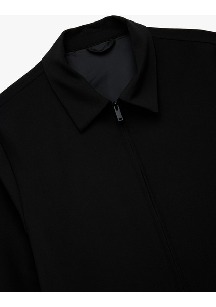 Slim Fit Uzun Kollu Gömlek Yaka Fermuarlı Bomber Ceket modelleri