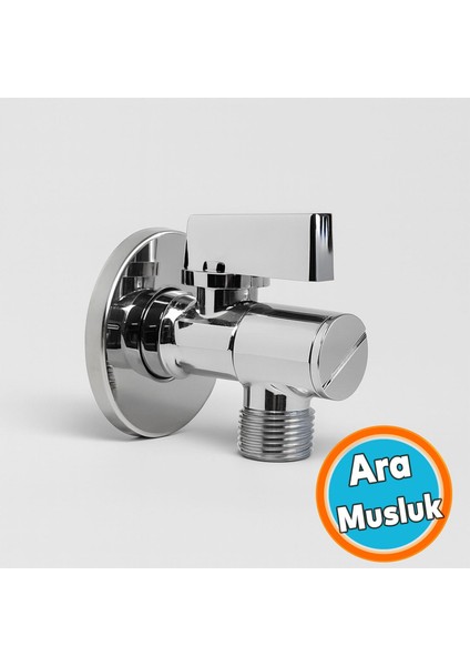 Ara Musluk 3/8 Filtreli Pirinç Krom Musluk Çamaşır Bulaşık Banyo Klozet Mutfak Ara Musluğu