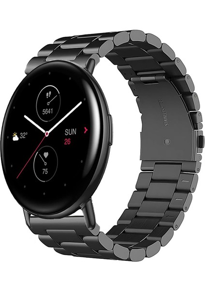 Amazfit Zeppe ile Uyumlu Kordon Klasik Baklava Model Paslanmaz Çelik Metal Kayış