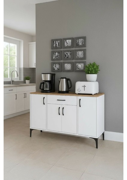 Modern Mdf Mutfak Dolabı 120 Cm, Geniş Saklama Alanı, Kahve Köşesi ve Konsol Dolap, Şık ve Dayanıklı Tasarım