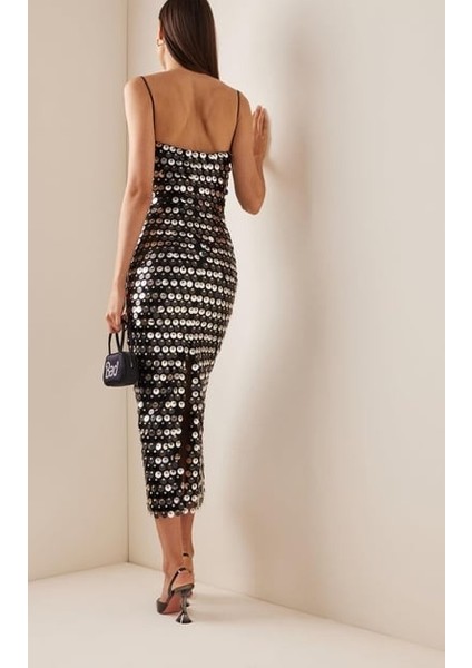 Pullu Payetli Ip Askılı Parlak Uzun Elbise, Mezuniyet Elbiseleri, Abiye Elbise modelleri