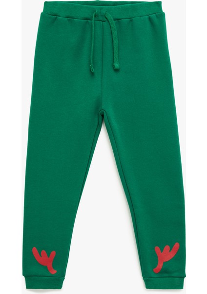 Beli Bağcıklı Baskı Detaylı Jogger Eşofman Altı