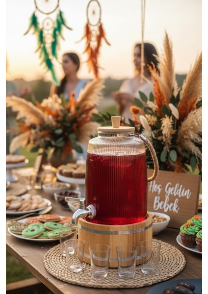 Melo - Bambu Kapak ve Ahşap Standlı Cam Sebil 3l modelleri