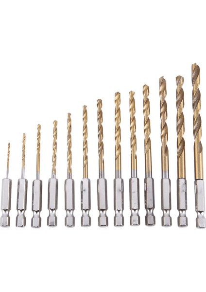 13PC Hss Titanyum Kaplamalı Matkap Bit Seti 1/4 Inç Hex Shank (Yurt Dışından)