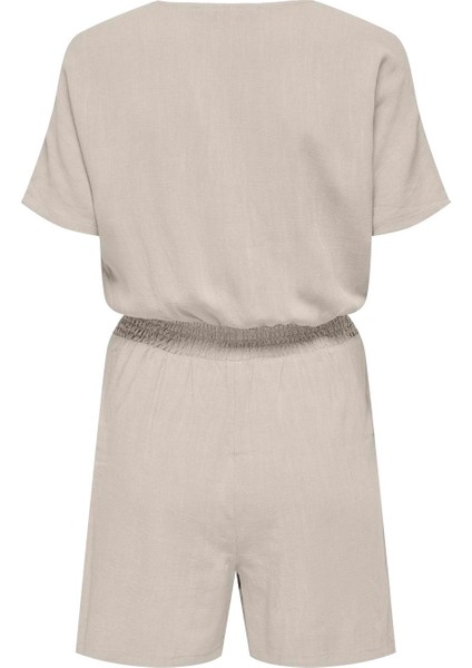 Onlsıesta S/s Lınen Bl Playsuıt Pnt Kadın Bej Tulum - 15322849 fiyatları