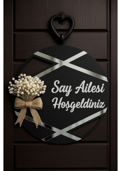 Kapı Süsü Kişiye Özel Isimli Dekoratif Gold Pleksi Dış Kapı Süsü Duvar Süsü Gümüş