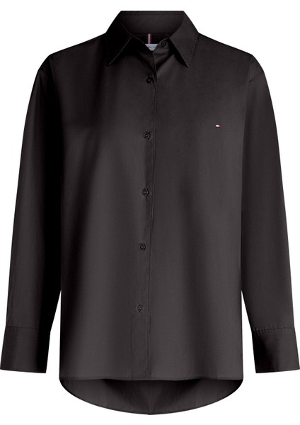 Ess Poplın Easy Fıt Shırt Kadın Siyah Gömlek - WW0WW45612