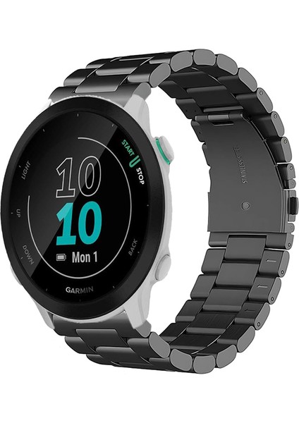 Garmin Forerunner 55 ile Uyumlu Kordon Klasik Baklava Model Paslanmaz Çelik Metal Kayış