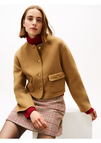 Df Wool Blend Reg Lady Jacket Kadın Kahverengi Mont - WW0WW47446 fiyatları