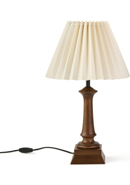 Lighting French Cottage Ahşap Ayak Abajur - Koyu Kahverengi / Krem
