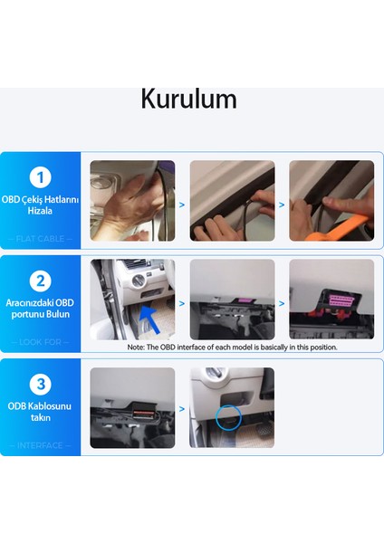 Obd Hardwire Kit Type-C Giriş 7/24 Park Modu Destekli Güç Adaptörü 12-24V modelleri