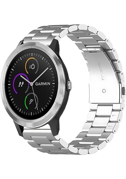 Garmin Vivoactive 3 ile Uyumlu Kordon Klasik Baklava Model Paslanmaz Çelik Metal Kayış