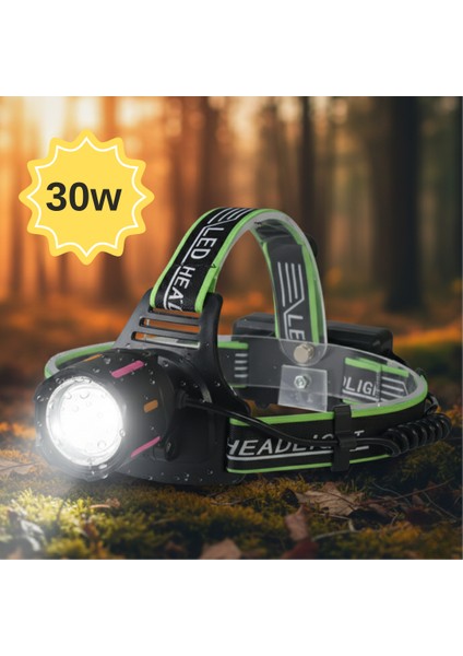 Yüksek Performanslı 30W Şarj Edilebilir LED Kafa Lambası