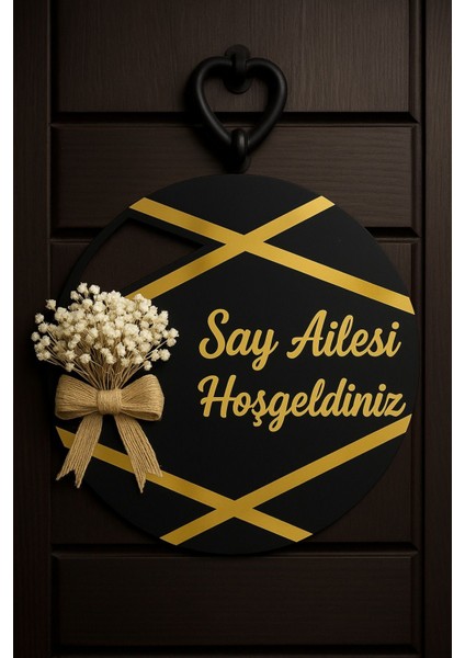 Kapı Süsü Kişiye Özel Isimli Dekoratif Gold Pleksi Dış Kapı Süsü Duvar Süsü Gold