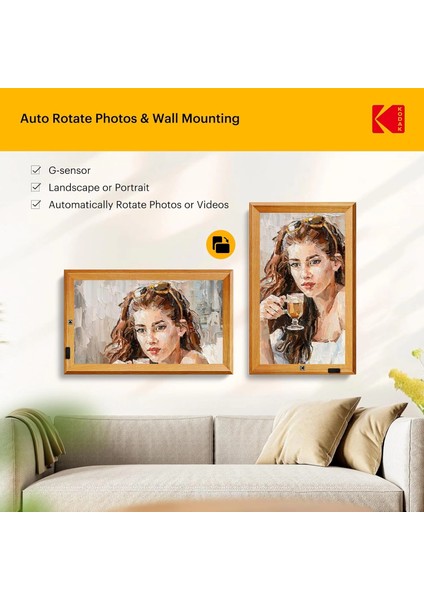 23.8 Inc Ahşap Wifi Dijital Fotoğraf Çerçevesi, 1920X1080 Fhd IPS Ekran fiyatları