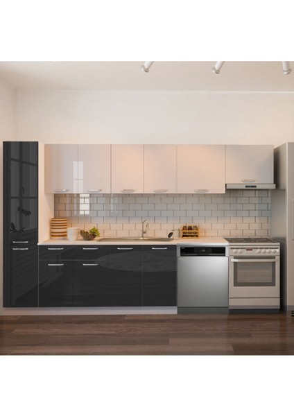 Tiran Hazır Mutfak Dolabı Kiler Dahil -320CM-BEYAZ Laminat Tezgah Dahil-Bulaşık Makinesi Yeri Mevcut