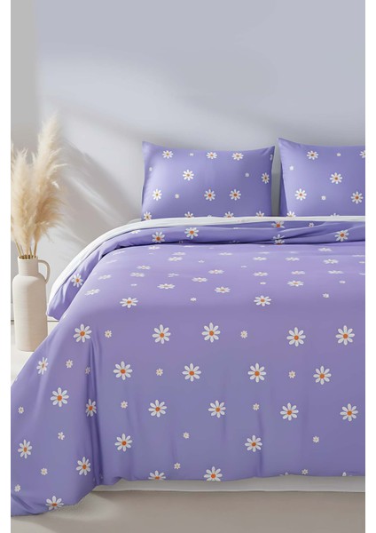 Mor Papatya Çift Kişilik Nevresim Takımı Pamuklu