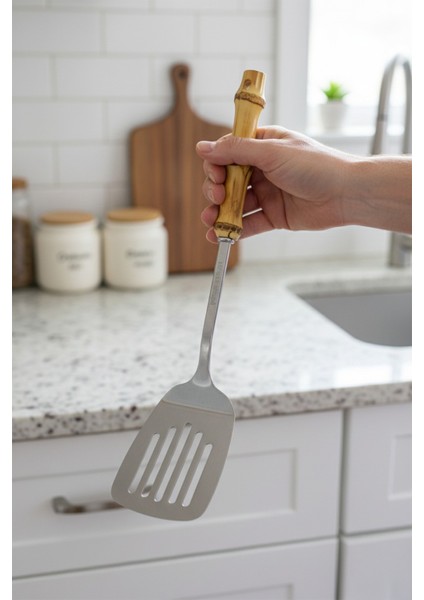 Mundo - Bambu Saplı Oluklu Kevgir 35*7,5cm