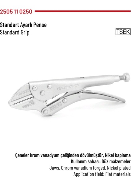 Ayarlı Pense Standart