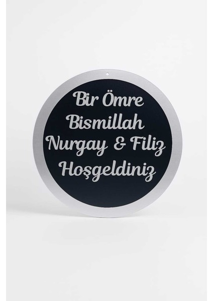 Hoşgeldiniz Yazılı Kapı Isimliği Kapı Süsü Duvar Süsü Isme Özel Kapı Süsü Gri