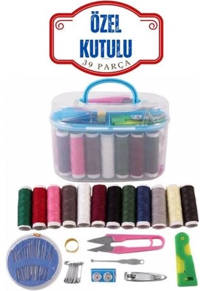 Modacar Özel Kutulu 39 Parça Dikiş Seti – Renkli Iplikler, Makas, Iğne, Mezura ve Aksesuarlar 711837