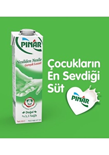 Yağlı Süt %3,3 Yağlı 1 L x 12 Adet Aileler İçin Güvenilir Doğal Süt