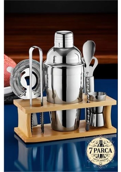 Modacar Shaker Kokteyl Set - 7 Parça 550 ml Shaker Coctail Set Bambu Standlı fiyatları