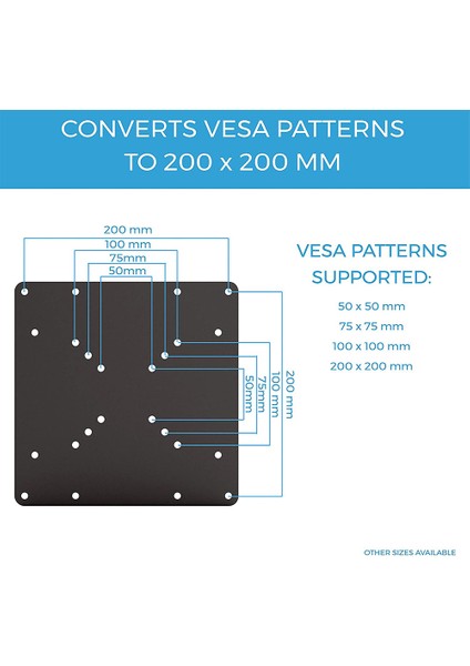 VESA Montaj Adaptör Plakası TV Montajları için, 75x75 ve 100x100 ila 200x200 mm VESA desenleri, VESA Dönüşüm Plakası (Yurt Dışından) fiyatları