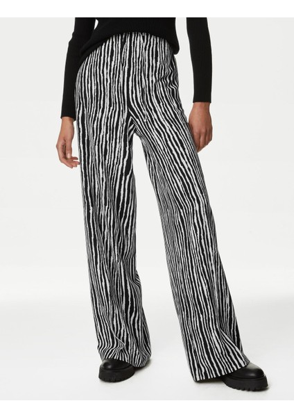 Wide Leg Desenli Pantolon
