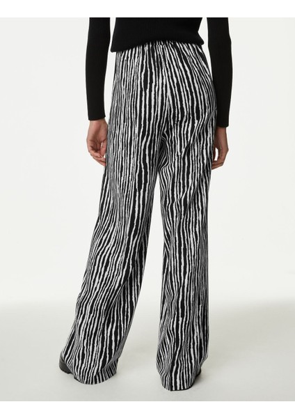 Wide Leg Desenli Pantolon