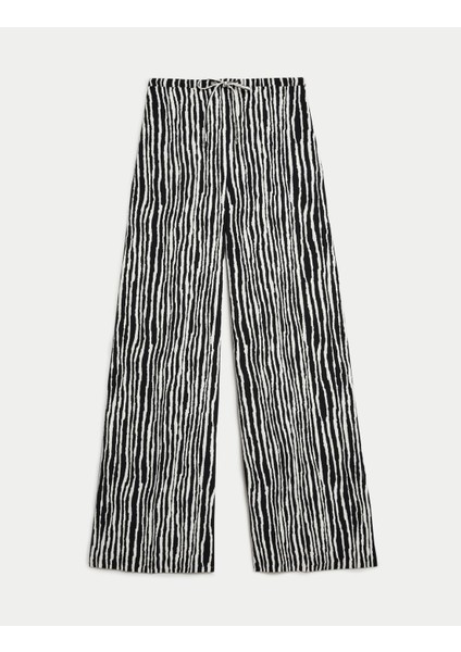 Wide Leg Desenli Pantolon