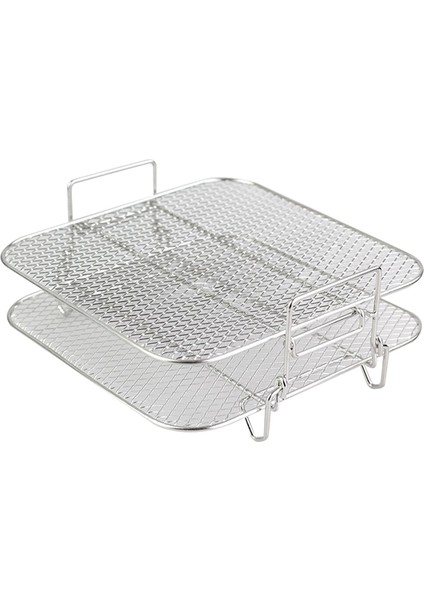 4.2-5.8qt Hava Fritözü Mutfak Fırını Buharlı Pişirici Için 2 Katmanlı Hava Fritözü Rafı, Istiflenebilir Izgara Izgara Rafı, Paslanmaz Çelik (Yurt Dışından)