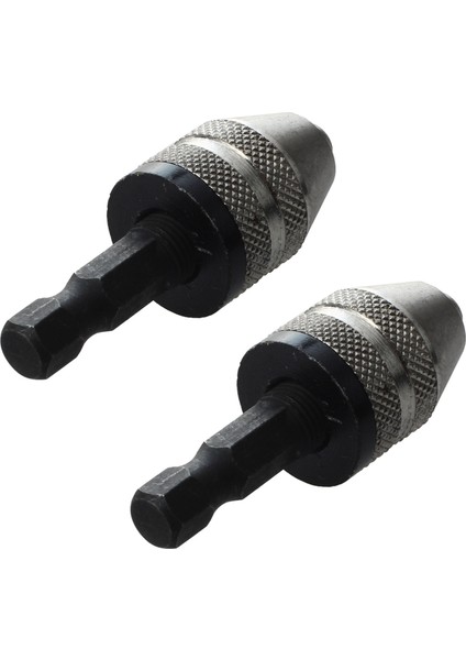 2x Gümüş+Siyah 6mm Anahtarsız Matkap Bit Chuck Hızlı Değişim Adaptör Dönüştürücü Hex Shank (Yurt Dışından)