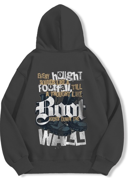 Unisex Sweatshirt Oversize Hoodie Boot Kicks Down The Wall