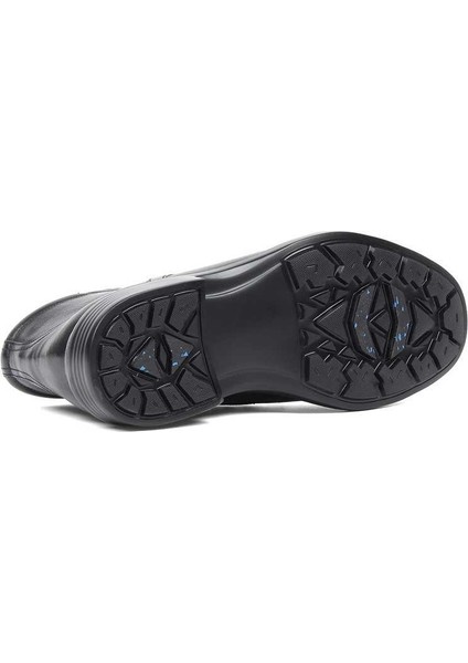 Erkek Siyah Bağcıklı Fermuarlı Deri Bot