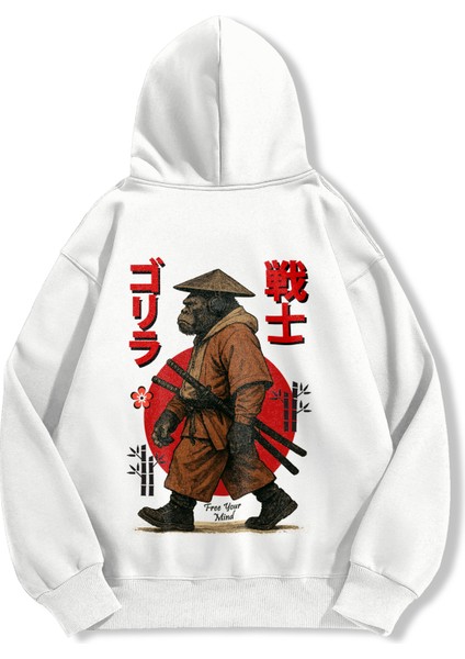 Unisex Sweatshirt Oversize Hoodie Samurai Gorilla