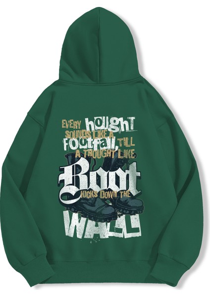 Unisex Sweatshirt Oversize Hoodie Boot Kicks Down The Wall